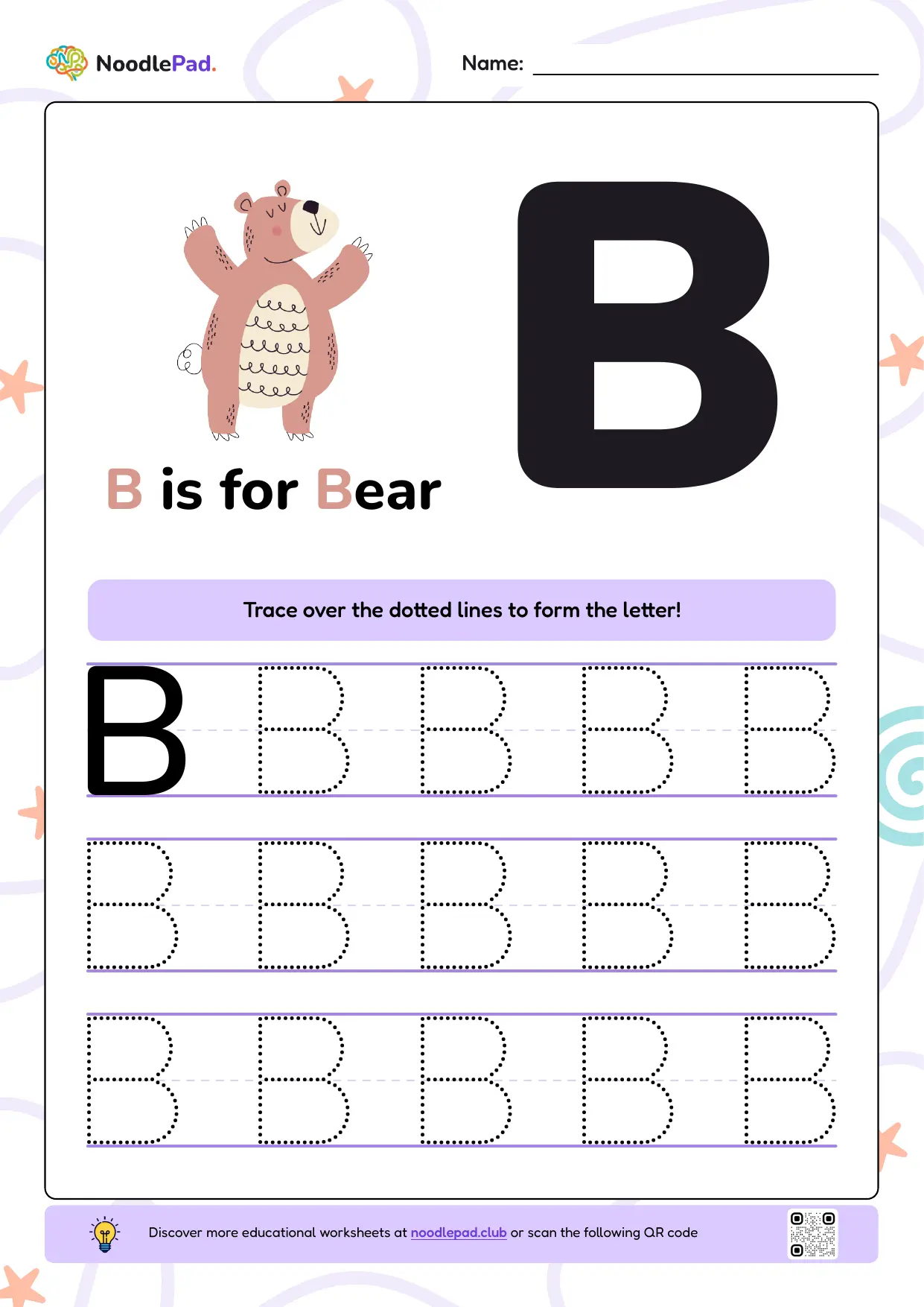 Full-page preview: Learn to write uppercase letter B