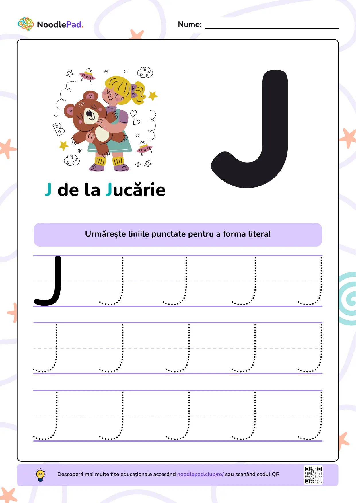 Previzualizare pe toată pagina: Învață să scrii litera J mare