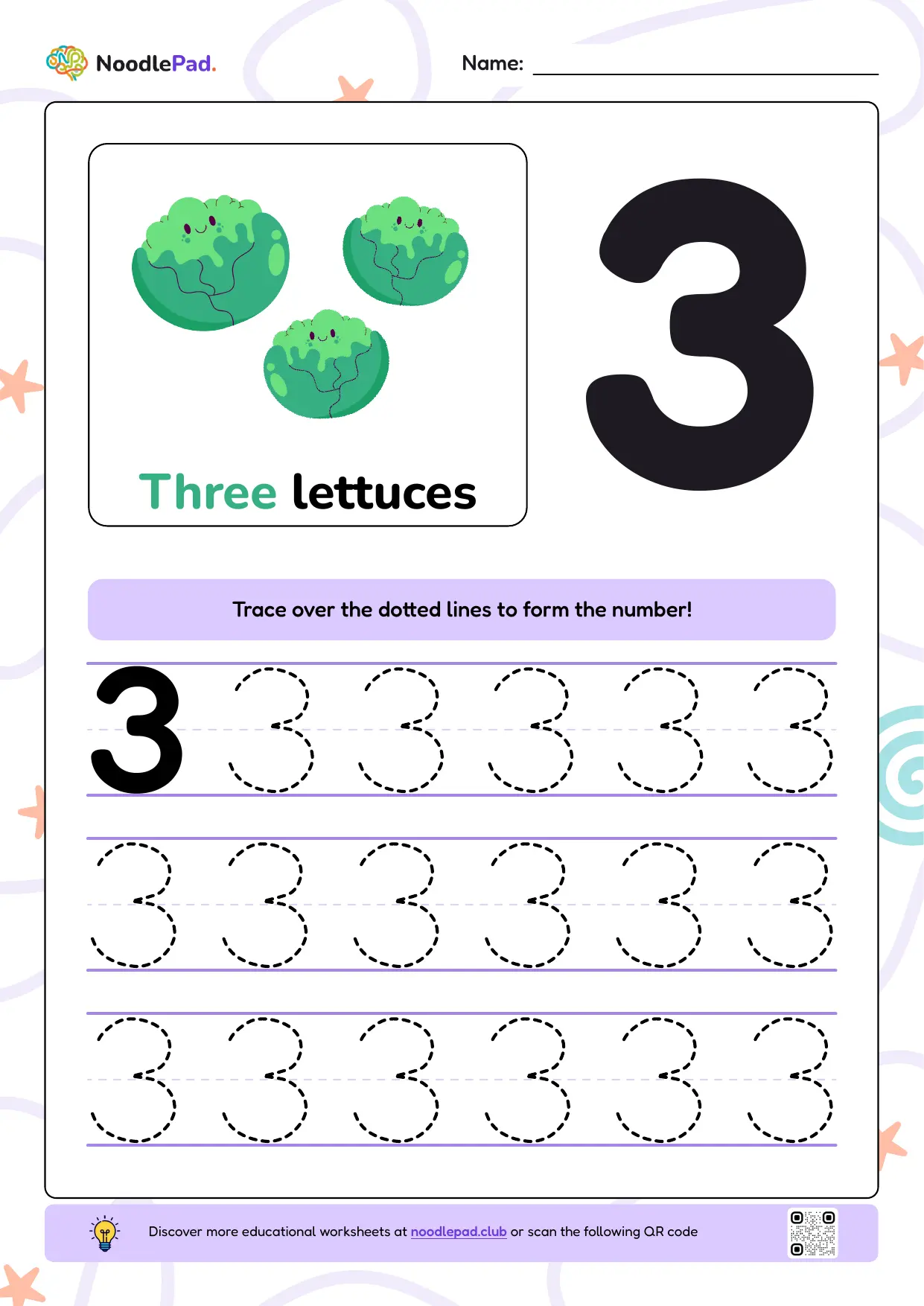 Full-page preview: Learn to write number 3
