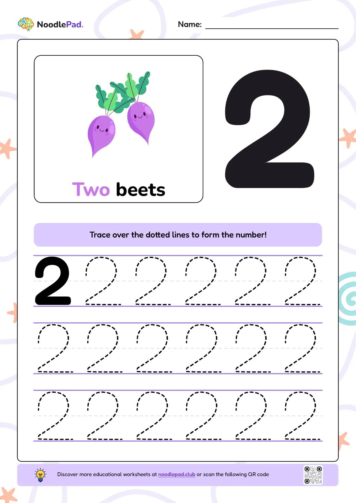 Full-page preview: Learn to write number 2