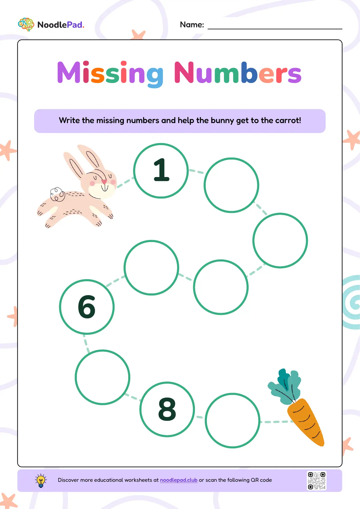 Full-page preview: Missing numbers – 1 to 9 #1