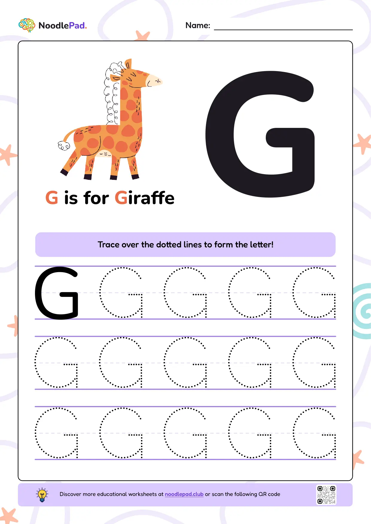 Full-page preview: Learn to write uppercase letter G