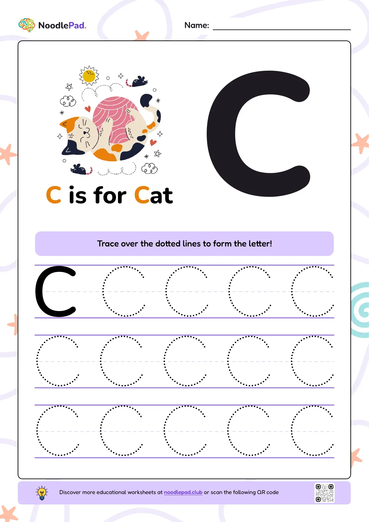 Full-page preview: Learn to write uppercase letter C