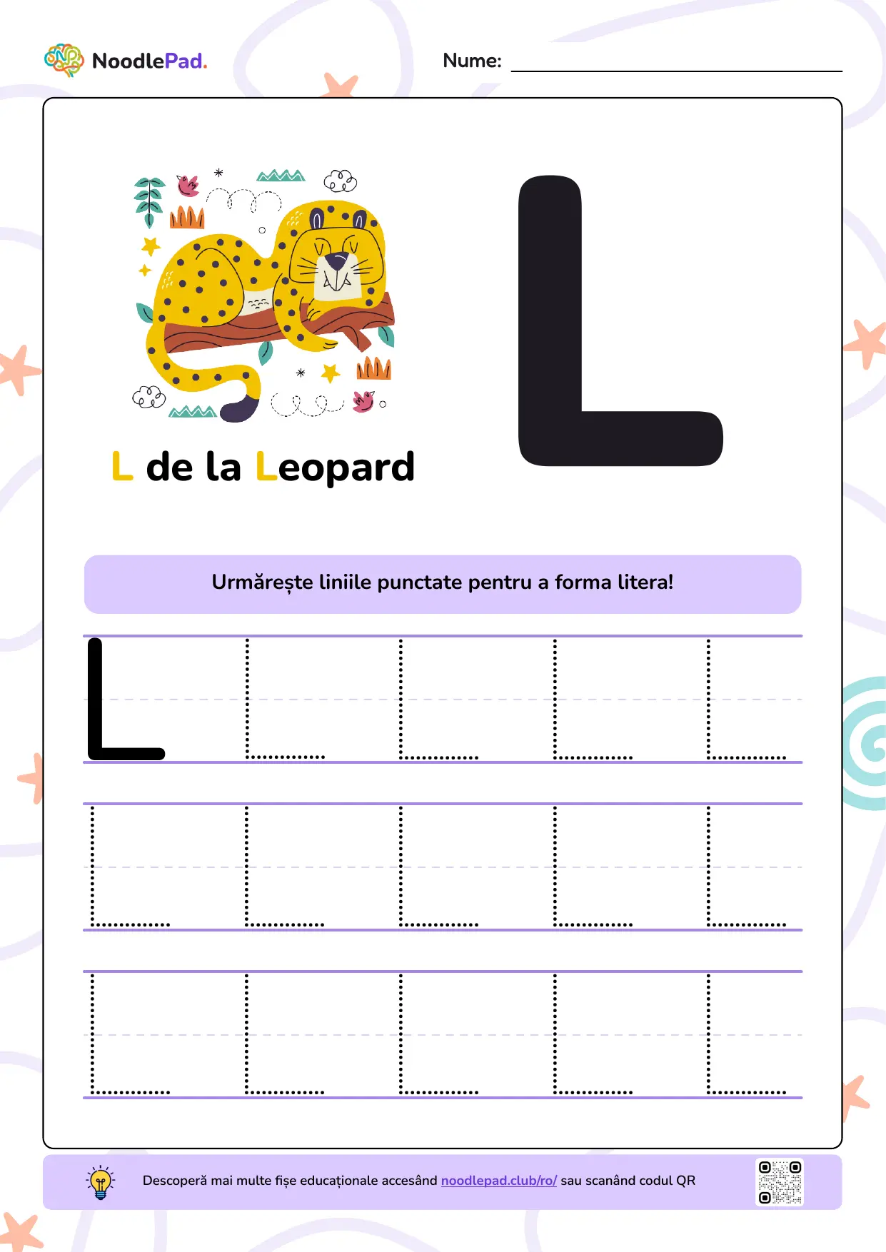 Previzualizare pe toată pagina: Învață să scrii litera L mare