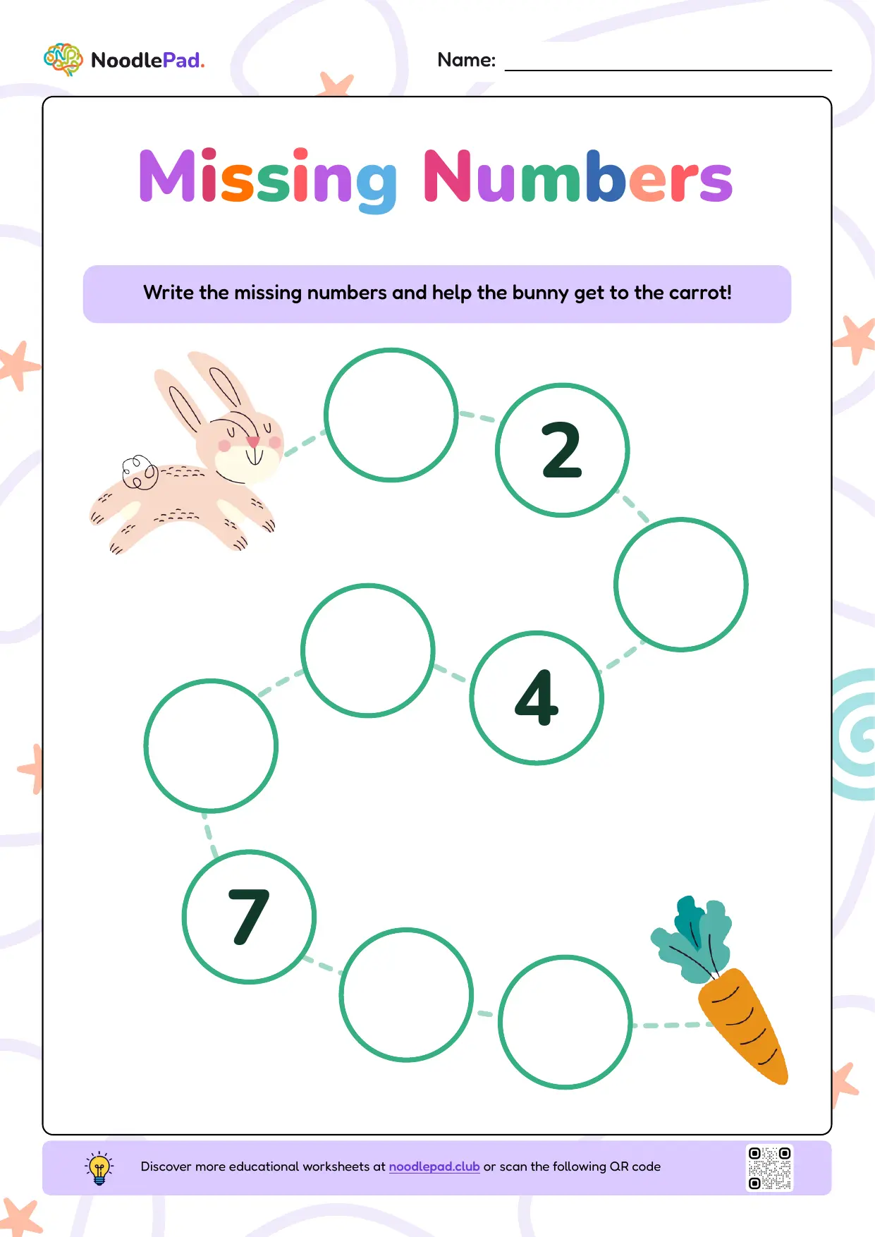 Full-page preview: Missing numbers – 1 to 9 #2