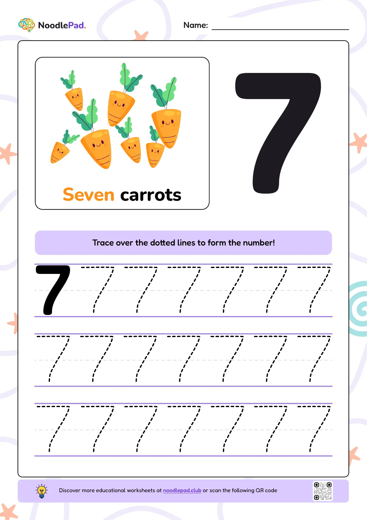 Full-page preview: Learn to write number 7